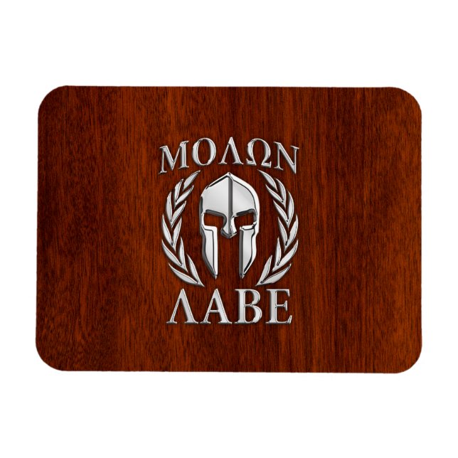 Molon Labe Spartan Warrior Laurels Chro Wood Print Magnet (Horizontal)