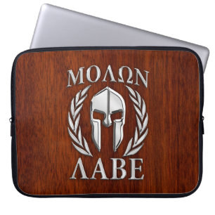 Molon Labe Spartan Warrior Laurels Chrome Style Laptop Sleeve