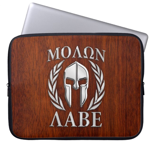 Molon Labe Spartan Warrior Laurels Chrome Style Laptop Sleeve (Front)