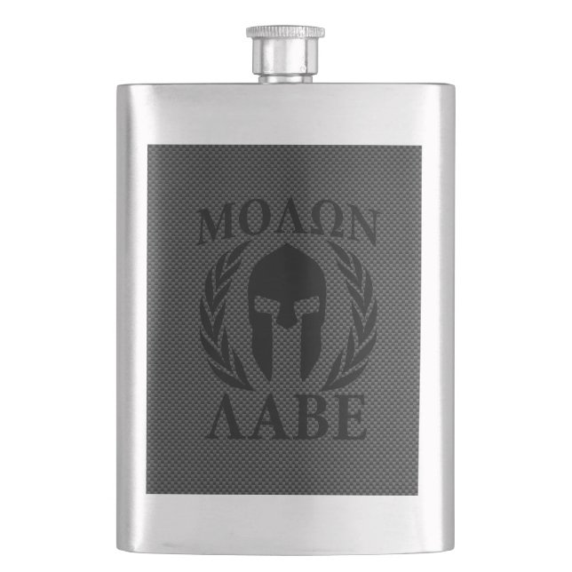 Molon Labe Spartan Warrior Laurels Hip Flask (Front)