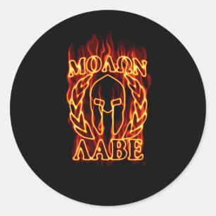 Molon Labe Spartan Warrior Laurels on Fire Classic Round Sticker