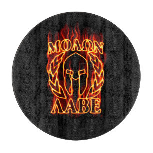 Molon Labe Spartan Warrior Laurels on Fire Cutting Board