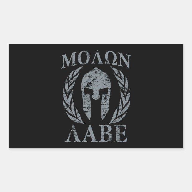 Molon Labe Spartan Warrior Laurels Rectangular Sticker (Front)