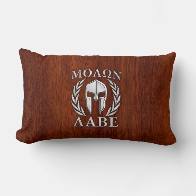 Molon Labe Spartan Warrior Laurels Wood Decor Lumbar Cushion (Front)