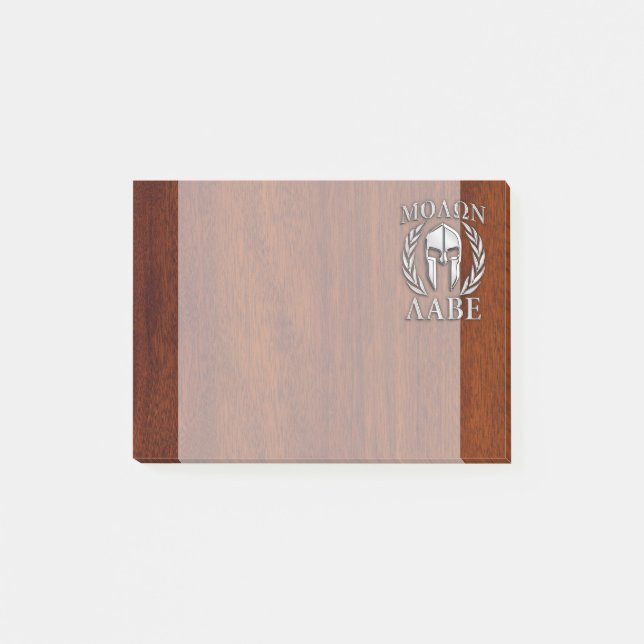 Molon Labe Spartan Warrior Laurels Wood Decor Post-it Notes (Front)