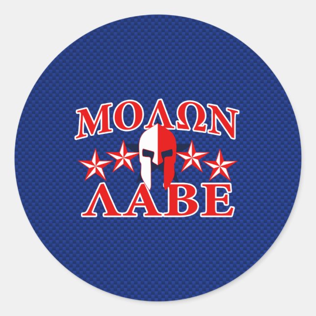 Molon Labe Spartan Warrior Mask 5 stars Patriot Classic Round Sticker (Front)