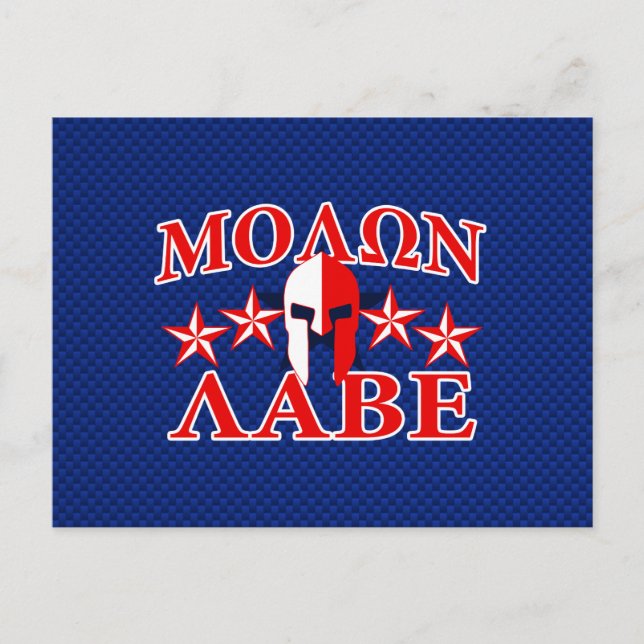 Molon Labe Spartan Warrior Mask 5 stars Patriot Postcard (Front)