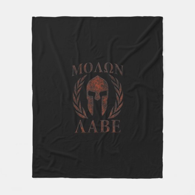 Molon Labe Spartan Warrior Mask Laurels Cast Fleece Blanket (Front)