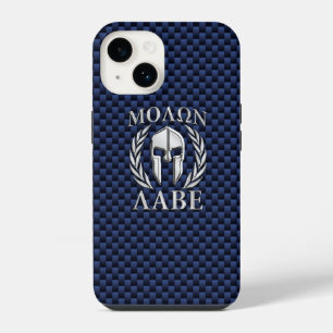 Molon Labe Spartan Warrior navy Carbon Fibre Print iPhone 14 Case