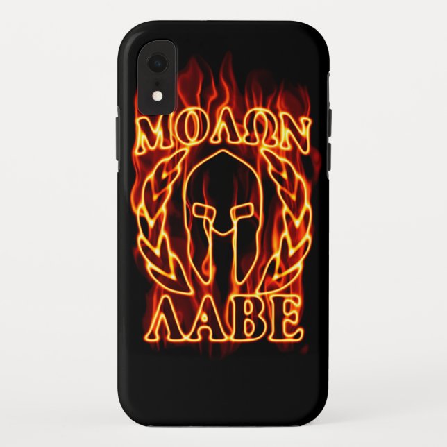 Molon Labe Spartan Warrior on Fire Case-Mate iPhone Case (Back)
