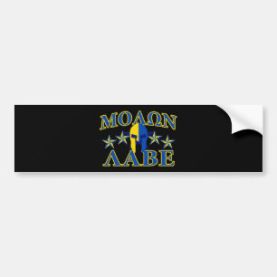 Molon Labe Spartan Warrior Yellow Blue Decor Bumper Sticker