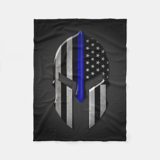 Molon Labe Thin Blue Line Fleece Blanket (Front)