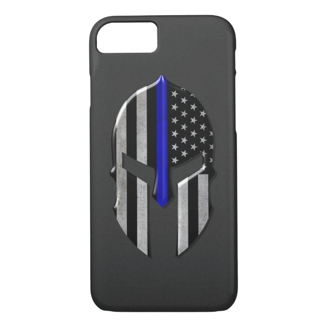 Molon Labe Thin Blue Line Helmet Case-Mate iPhone Case (Back)