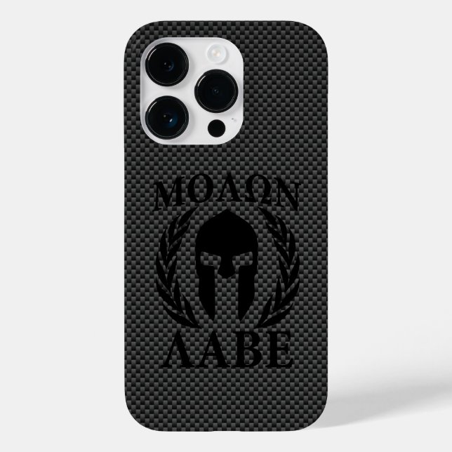 Molon Labe Warrior Laurels on Black Carbon Case-Mate iPhone Case (Back)