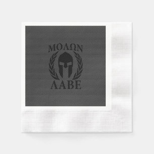 Molon Labe Warrior Laurels on Black Carbon Napkin