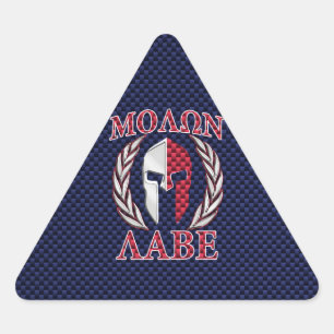 Molon Labe Warrior Mask Blue Carbon Fibre Print Triangle Sticker