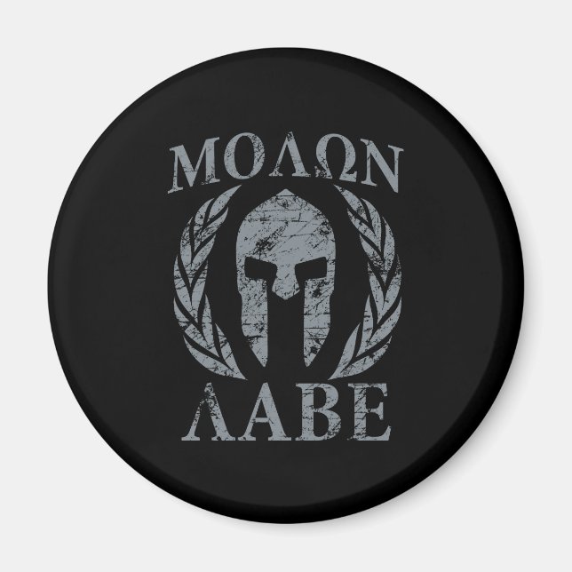 Molon Labe Warrior Mask Laurels on Black Magnet (Front)