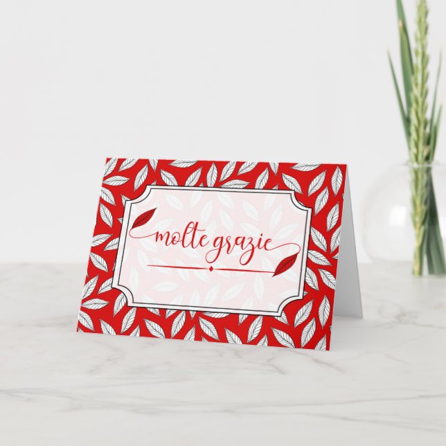 Molte Grazie Italian Thank You Red Botanical (Front)