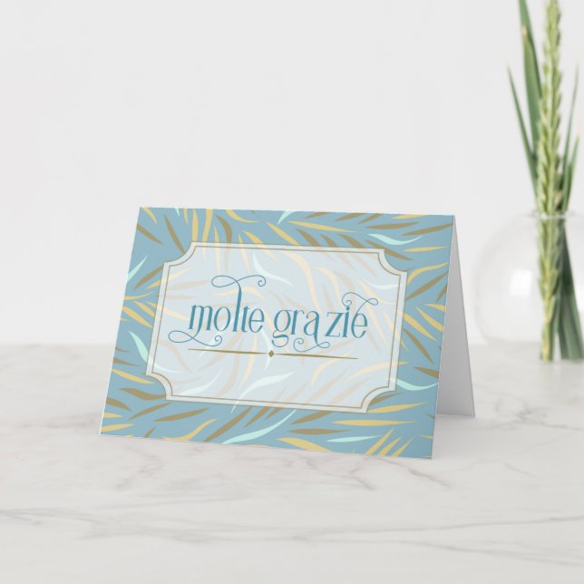 Molte Grazie Sky Blue Botanical Italian Thank You Card (Front)