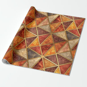 Molten Amber and Crimson Geometric - Marble Mosaic Wrapping Paper
