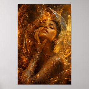 Molten Amber Reverie Portrait Art Poster
