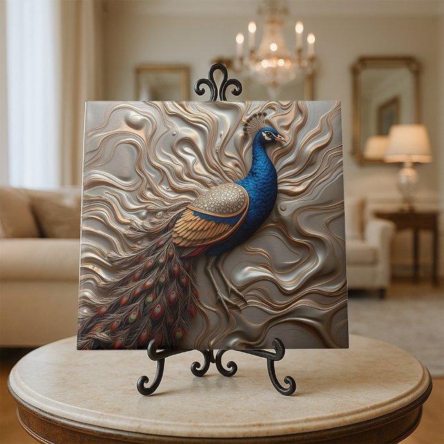 Molten Bronze Metallic Ornate Majestic Peacock Tile (Creator Uploaded)