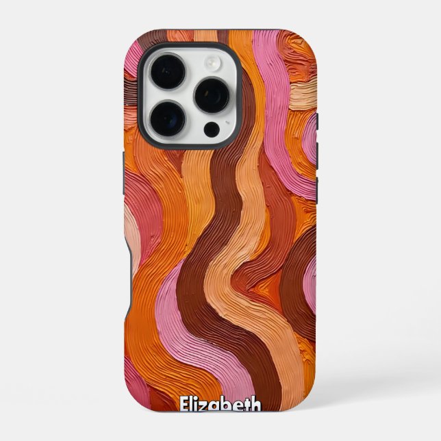 Molten Flow: Abstract Texture in Warm Hues iPhone Case (Back)