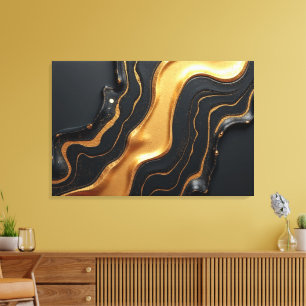 Molten Gold Drift – Luxe 36x24 Fluid Abstract Canvas Print