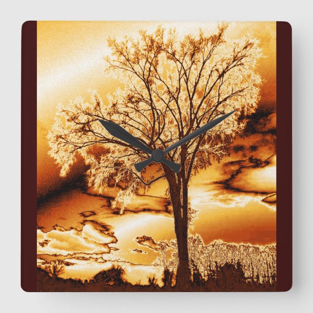 Molten Gold Tree of Life Wall Clock (Front)