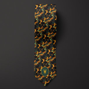 Molten Green Gold Abstract Tie