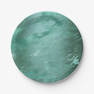 Molten Jade Emerald Green Luxury Marble Paper Plate