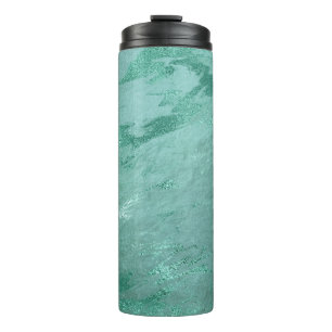 Molten Jade   Emerald Green Luxury Marble Thermal Tumbler
