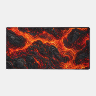 Molten Lava Flow Volcanic Fire Texture Desk Mat