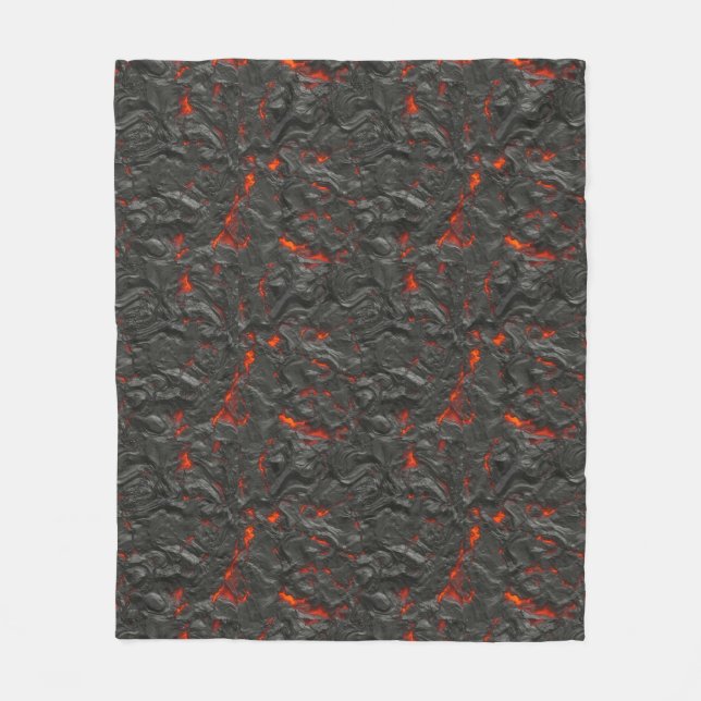 Molten lava volcano black and red fleece blanket (Front)