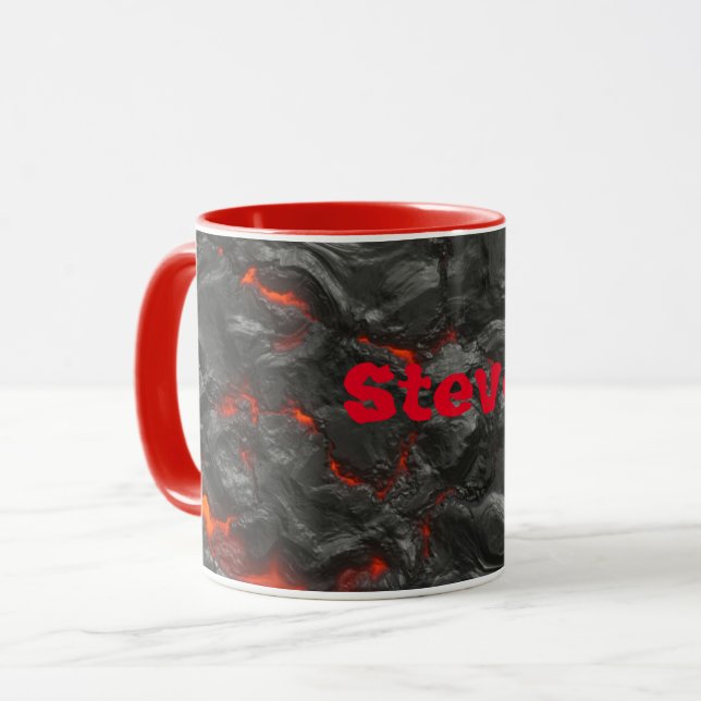 Molten lava volcano black and red mug (Front Left)