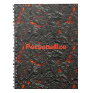 Molten lava volcano black and red notebook