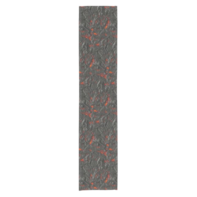 Molten lava volcano black and red short table runner (Front)