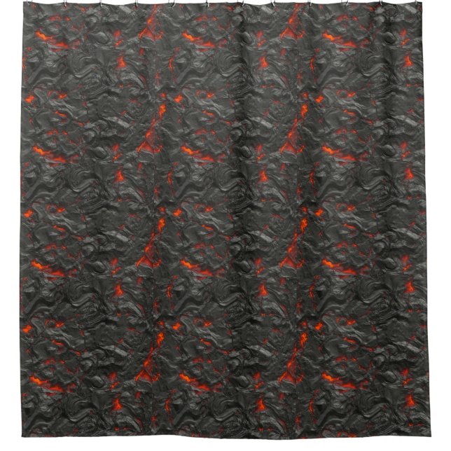 Molten lava volcano black and red shower curtain (Front)