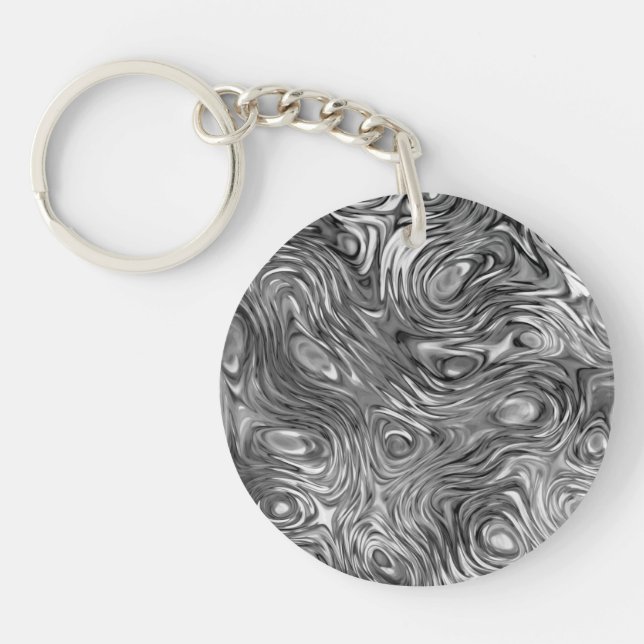 Molten print Text acrylic grey back Key Ring (Front)