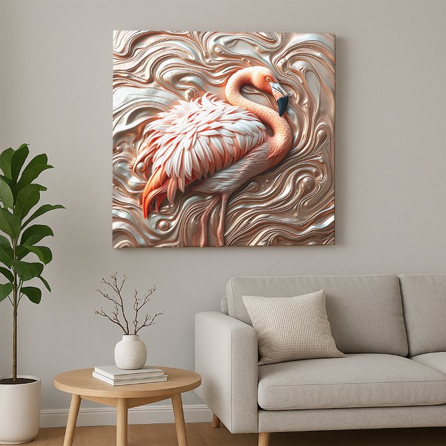 Molten Rose Gold Copper Silver Elegant Flamingo Canvas Print (Creator Uploaded)