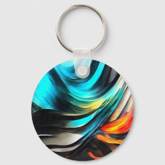 Molten Warmth Vivid Abstract Landscape 3 Key Ring