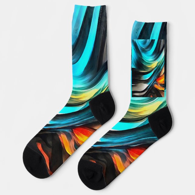 Molten Warmth Vivid Abstract Landscape 3 Socks (Left)