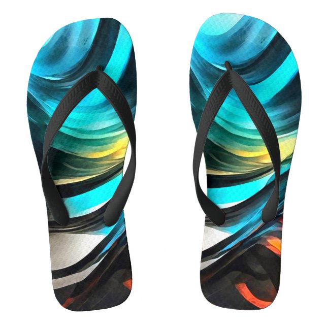 Molten Warmth Vivid Abstract Landscape 4 Flip Flops (Footbed)