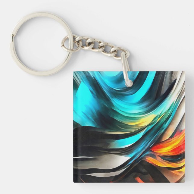 Molten Warmth Vivid Abstract Landscape 4 Key Ring (Front)
