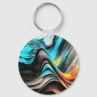 Molten Warmth Vivid Abstract Landscape Key Ring