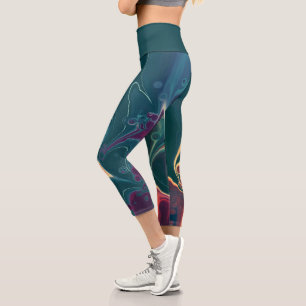 Molten Waves in Midnight Motion Capri Leggings