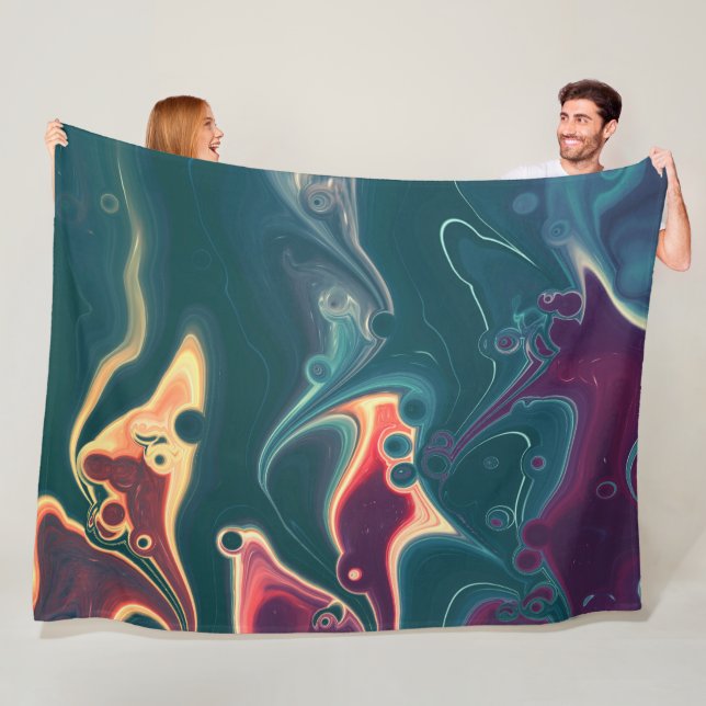 Molten Waves in Midnight Motion Fleece Blanket (In Situ)