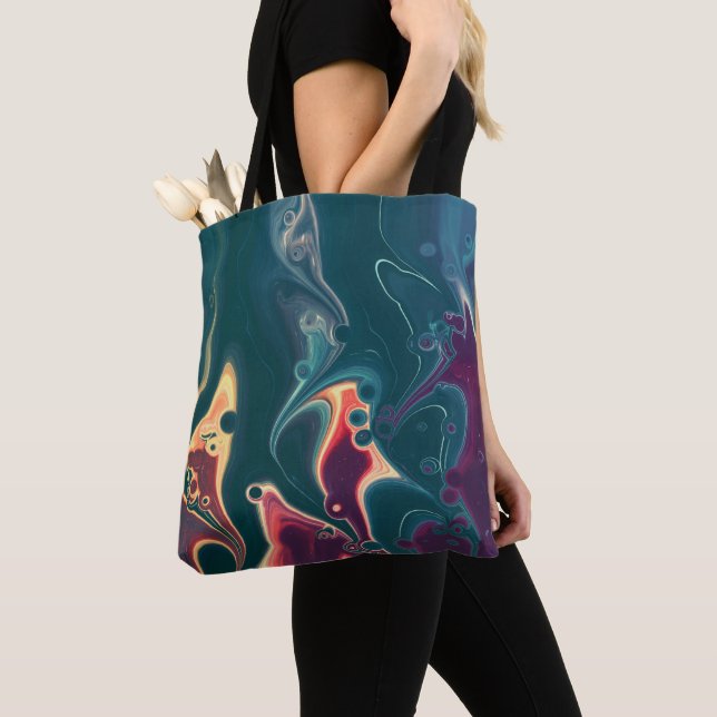 Molten Waves in Midnight Motion Tote Bag (Close Up)
