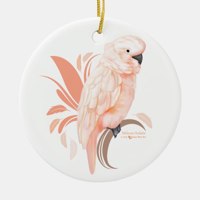 Moluccan Cockatoo Ceramic Tree Decoration (Front)