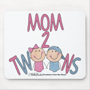 Mom 2 Twins Boy and Girl Mouse Mat